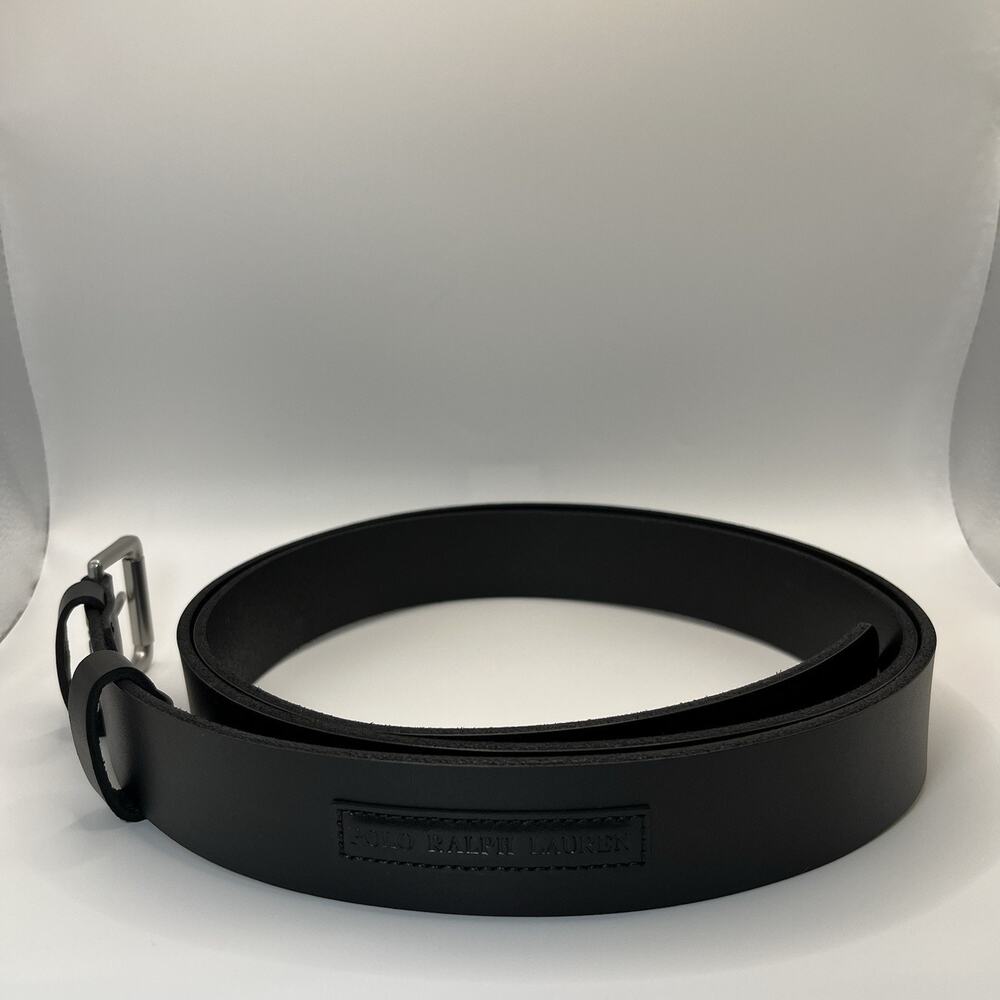 Polo Ralph Lauren Leather Belt Men's 58/145 Black Roller Buckle Pony NWOT